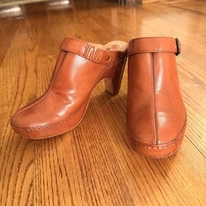 Corso Como Women's Leather High Heel Clog Saddle Brown Size 10 EUC